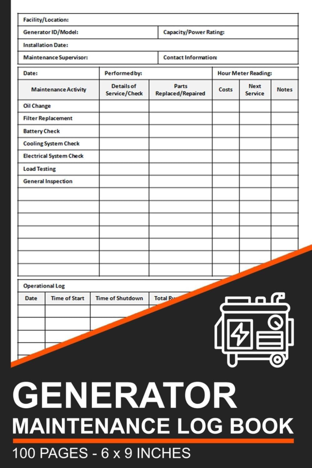 Generator Maintenance Log Book (B0CNKPVTC8)