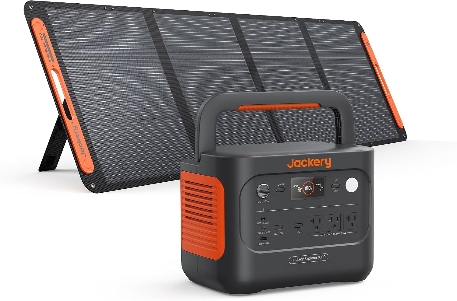 Jackery Solar Generator 1000 v2 and 200W Solar Panel,1070Wh,1500W AC