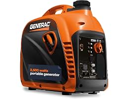 Generac 2,500 Watt Gas Powered Portable Inverter Generator, Outdoor Use | 2,200...
