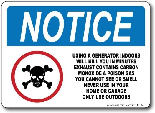 Notice Using a Generator Indoors Will Kill You (B0F3V6419D)