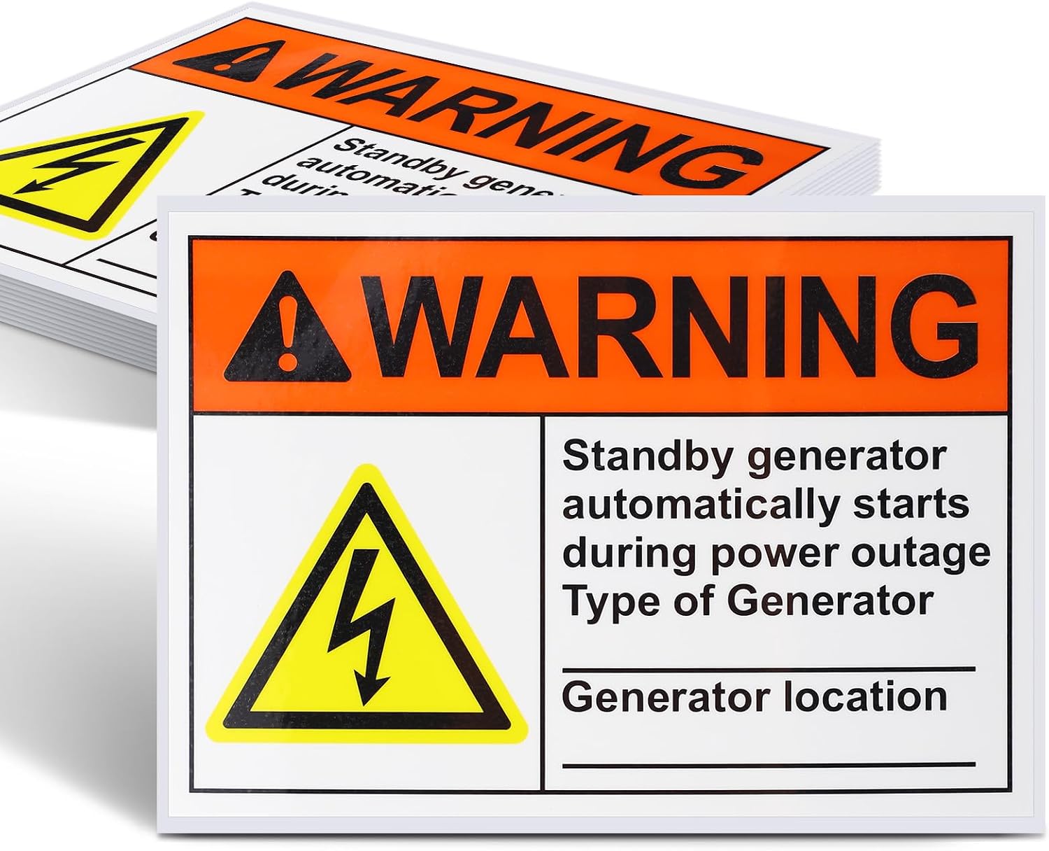 10 Pack Warning Standby Generator ANSI Label (B0G5PKZHPH)