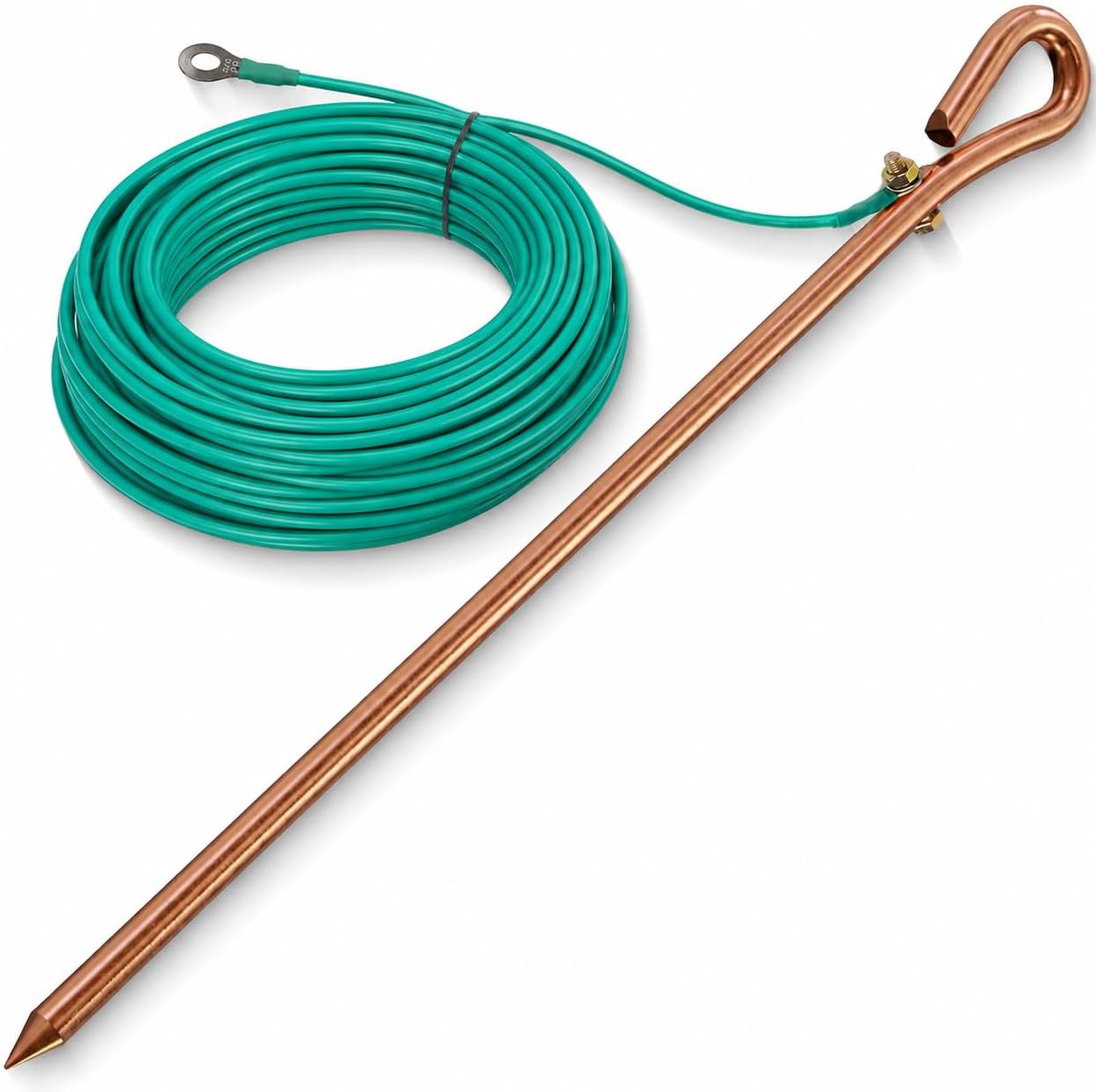 Generator Grounding Kit, 17.4 Inch Rod with 16.4ft 12 AWG Lugs Wire